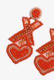 Random 2-Pair Heart and X-Shape Bead Dangle Earrings