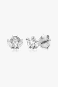 925 Sterling Silver Zircon Decor Stud Earrings