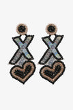 Random 2-Pair Heart and X-Shape Bead Dangle Earrings